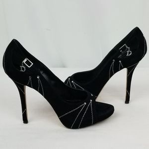 Dior Black Suede Stiletto Heels Pumps size EUR 37.5 US 71/2 (like new)